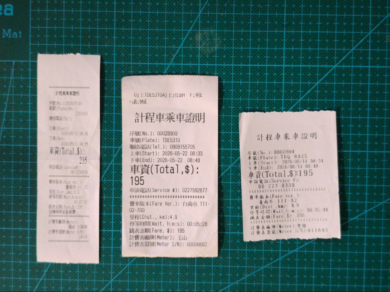 All Taxi Receipts Combined